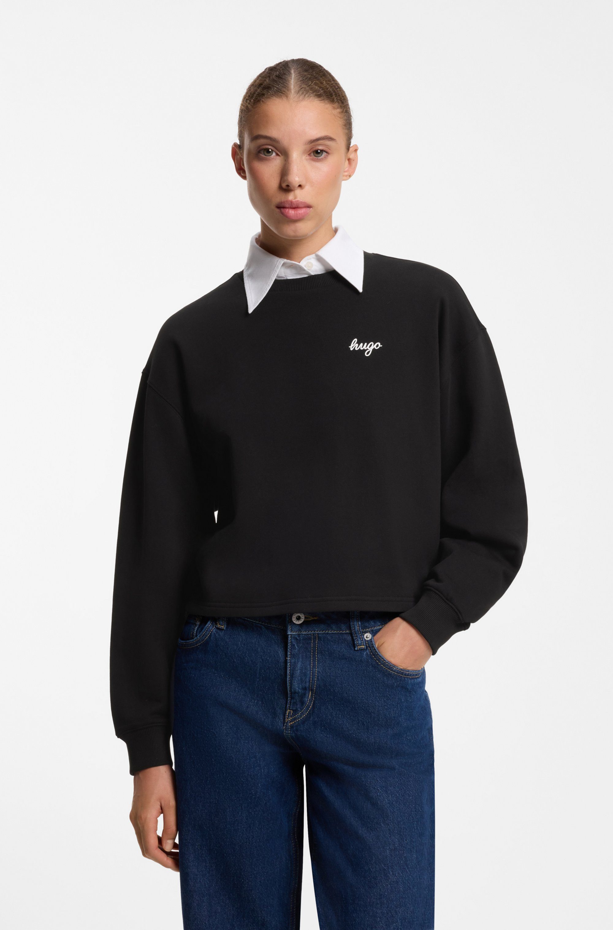 HUGO Sweatshirt Damaswee mit Logoschriftzug, Rundhals