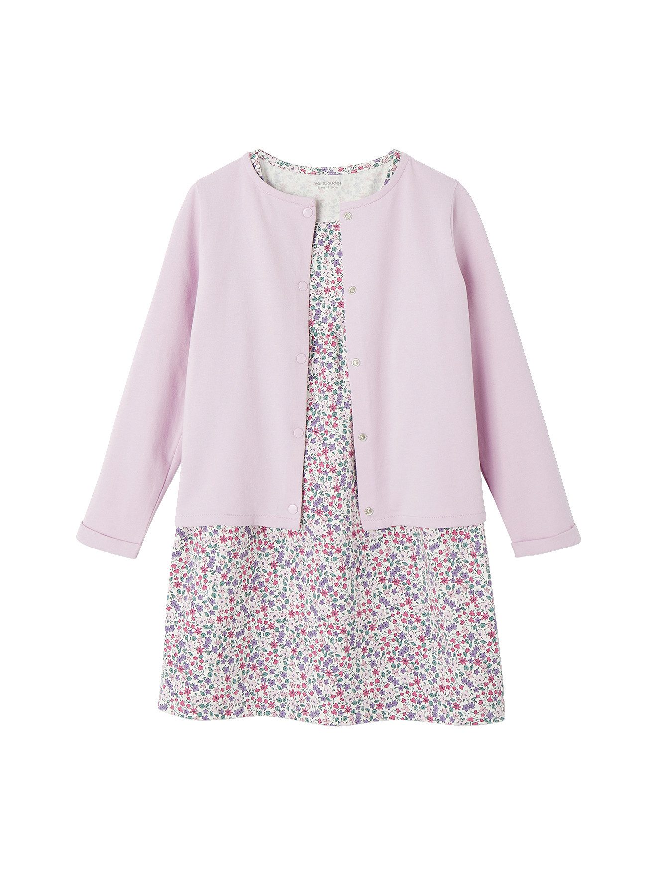 vertbaudet Kleid & Hose Mädchen-Set: Kleid + Cardigan