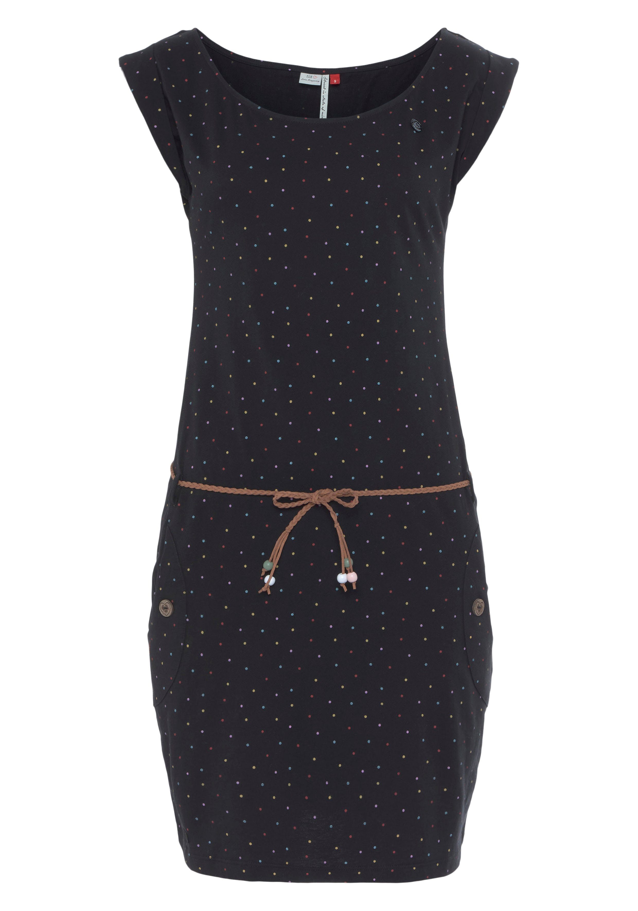TAGG BLACK im Ragwear Multi-Color-Punkte-Muster Bindegürtel) (2-tlg., Jerseykleid DOTS mit