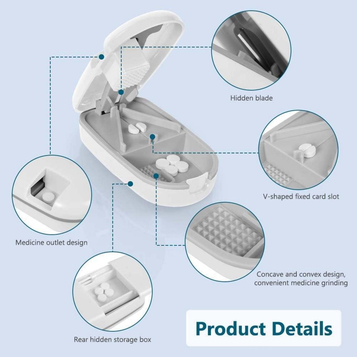 LuxusKollektion Mörser Tablettenteiler Pillenschneider für Tabletten mit Aufbewahrungsfach
