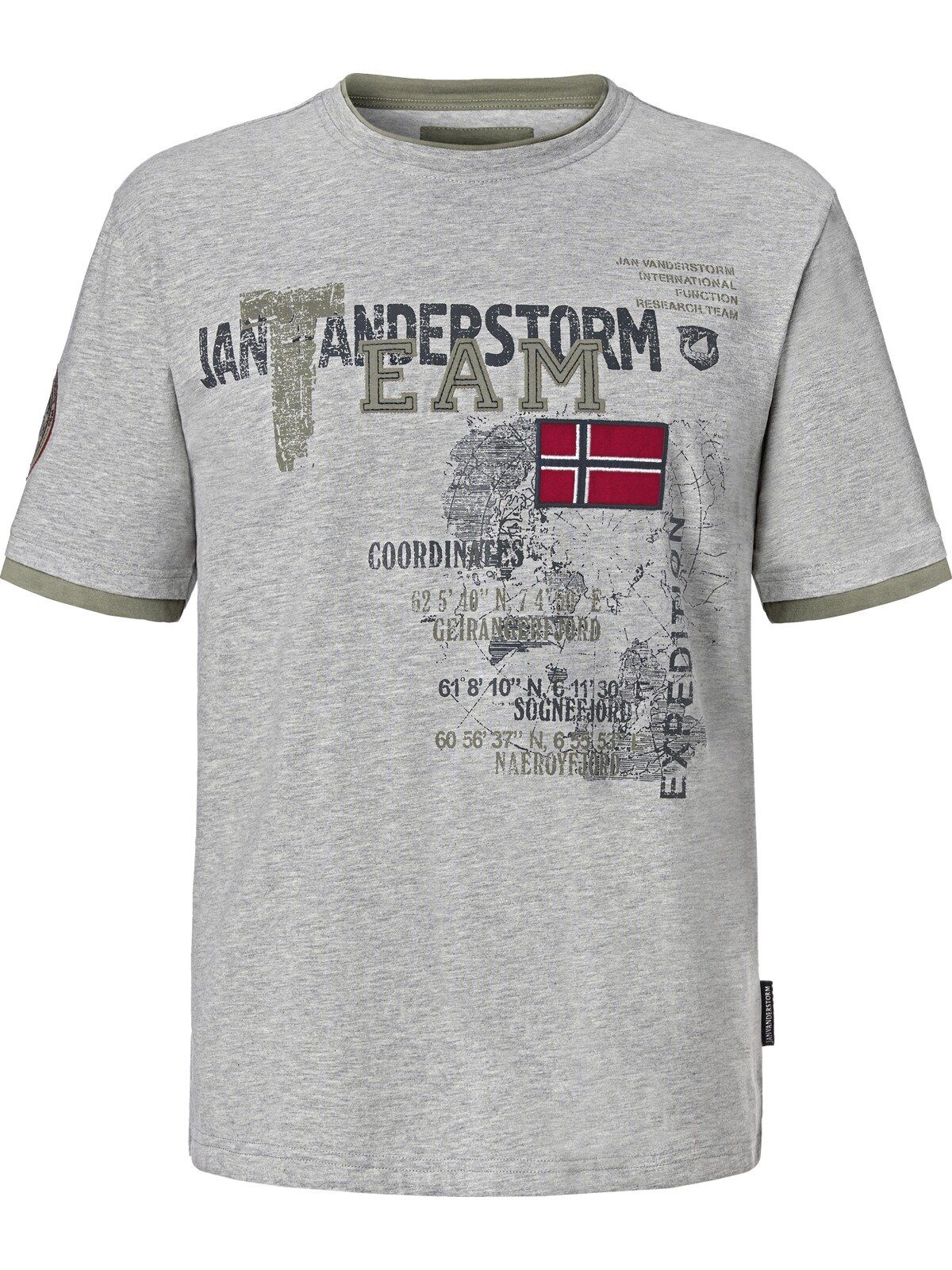SÖLVE aus Jan Vanderstorm robustem grau T-Shirt Baumwolljersey