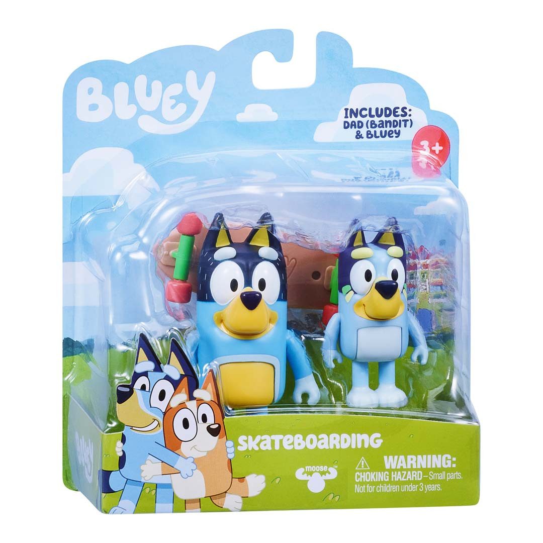 Moose Spielfigur mooseToys BLUEY Figuren Doppelpack - SKATEBOARD (BLUEY & BANDIT)