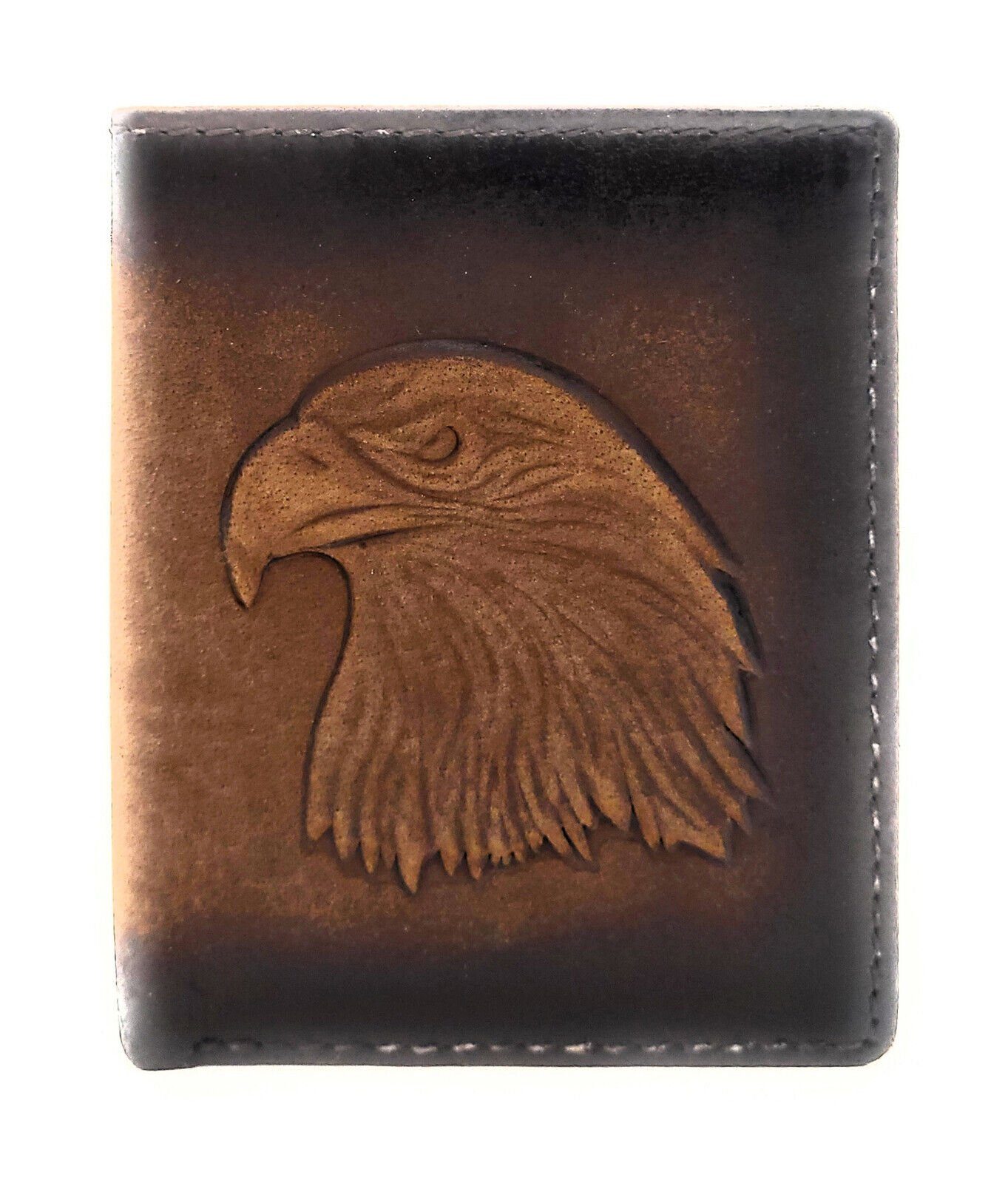 JOCKEY CLUB Mini Geldbörse kleines echt Leder Portemonnaie mit RFID Schutz, 3D geprägter, majestätischer Adler