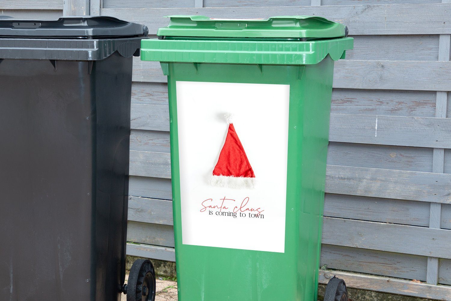 St), - Abfalbehälter (1 Rot MuchoWow Container, Weihnachtsmannmütze - Wandsticker Winter Mülleimer-aufkleber, Mülltonne, Sticker,
