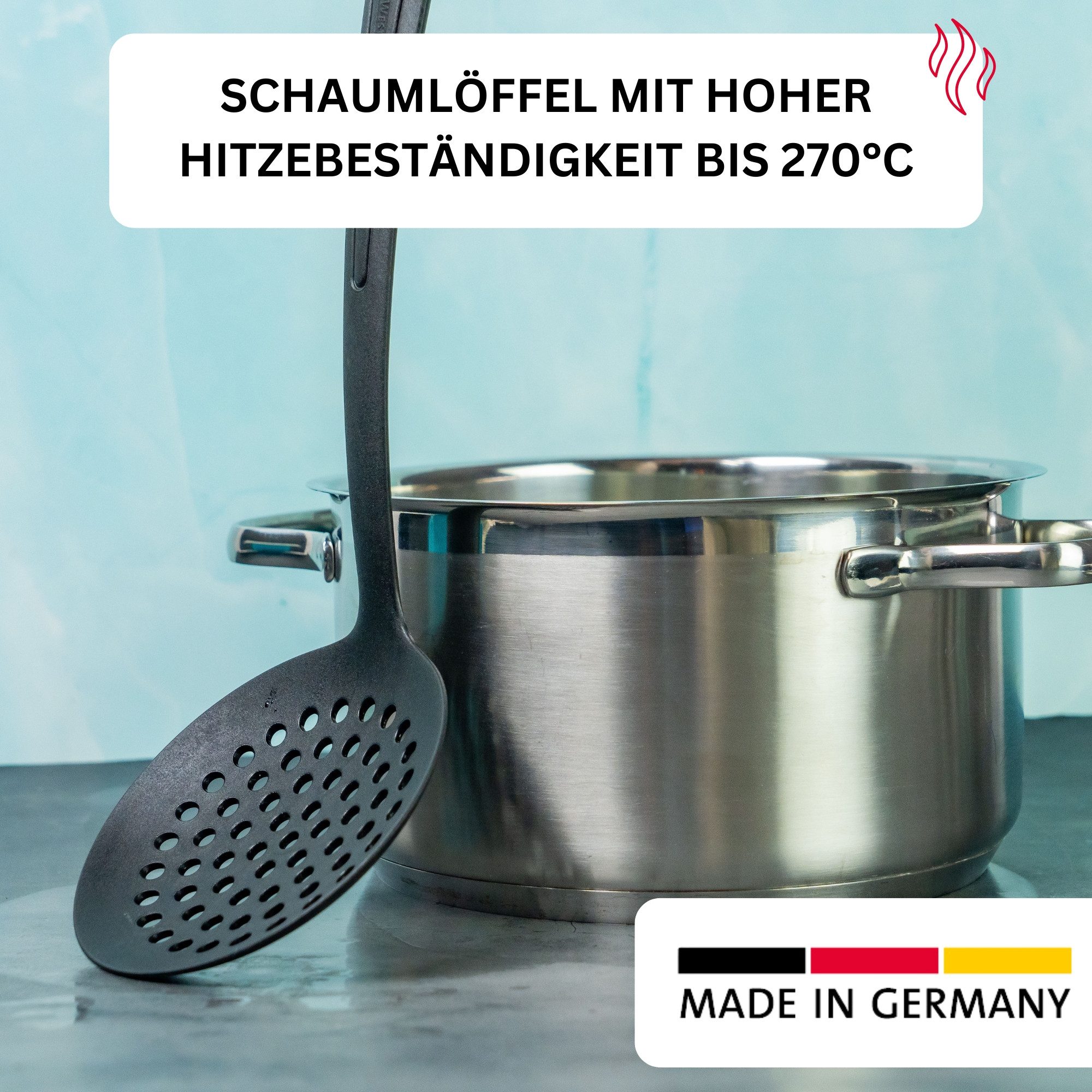 WESTMARK Schaumlöffel Hitzebeständig bis 270 °C, PPA, Länge: 32,2 cm, Gentle Plus, Schwarz