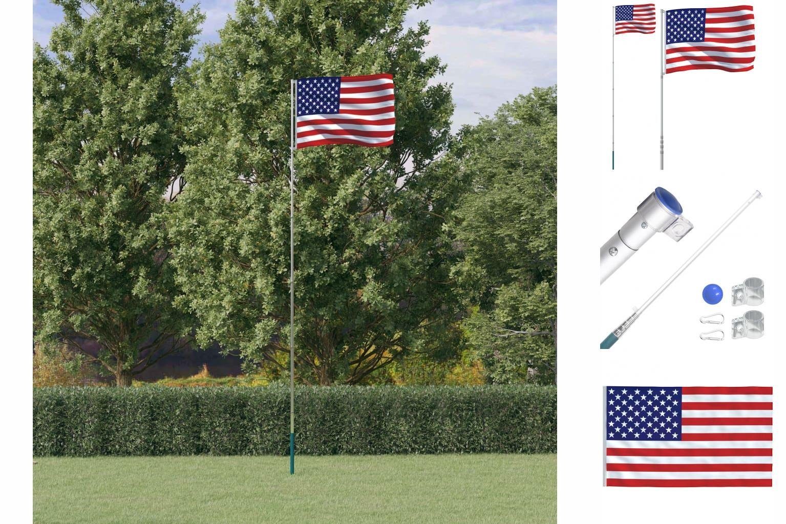 vidaXL Fahne Flagge der Vereinigten Staaten mit Mast 5,55 m Aluminium