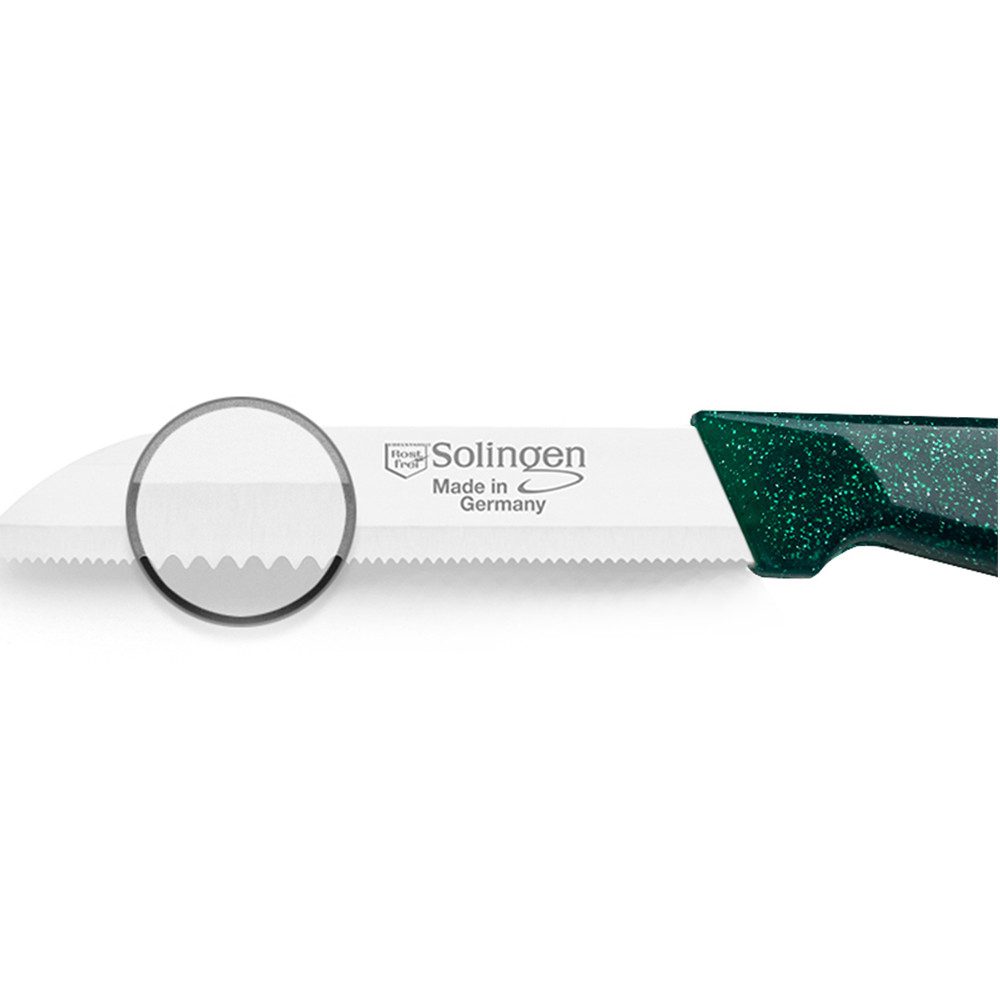 Visaggio Obstmesser Solingen Allzweckmesser Schälmesser Gemüsemesser Küchenmesser, Wellenschliff Solingen Messer, Flitter Optik, Edelstahl (rostfrei) – Bild 5 von 5