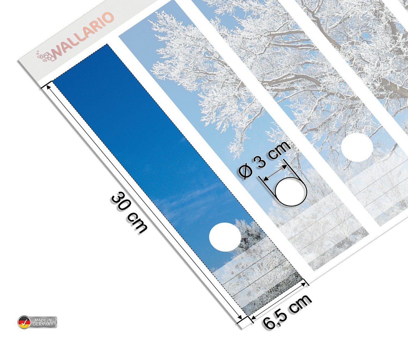 Thumbnail - Wallario Etiketten Schneebedeckter Baum mit blauen Himmel, Ordnerrücken-Sticker in verschiedenen Ausführungen