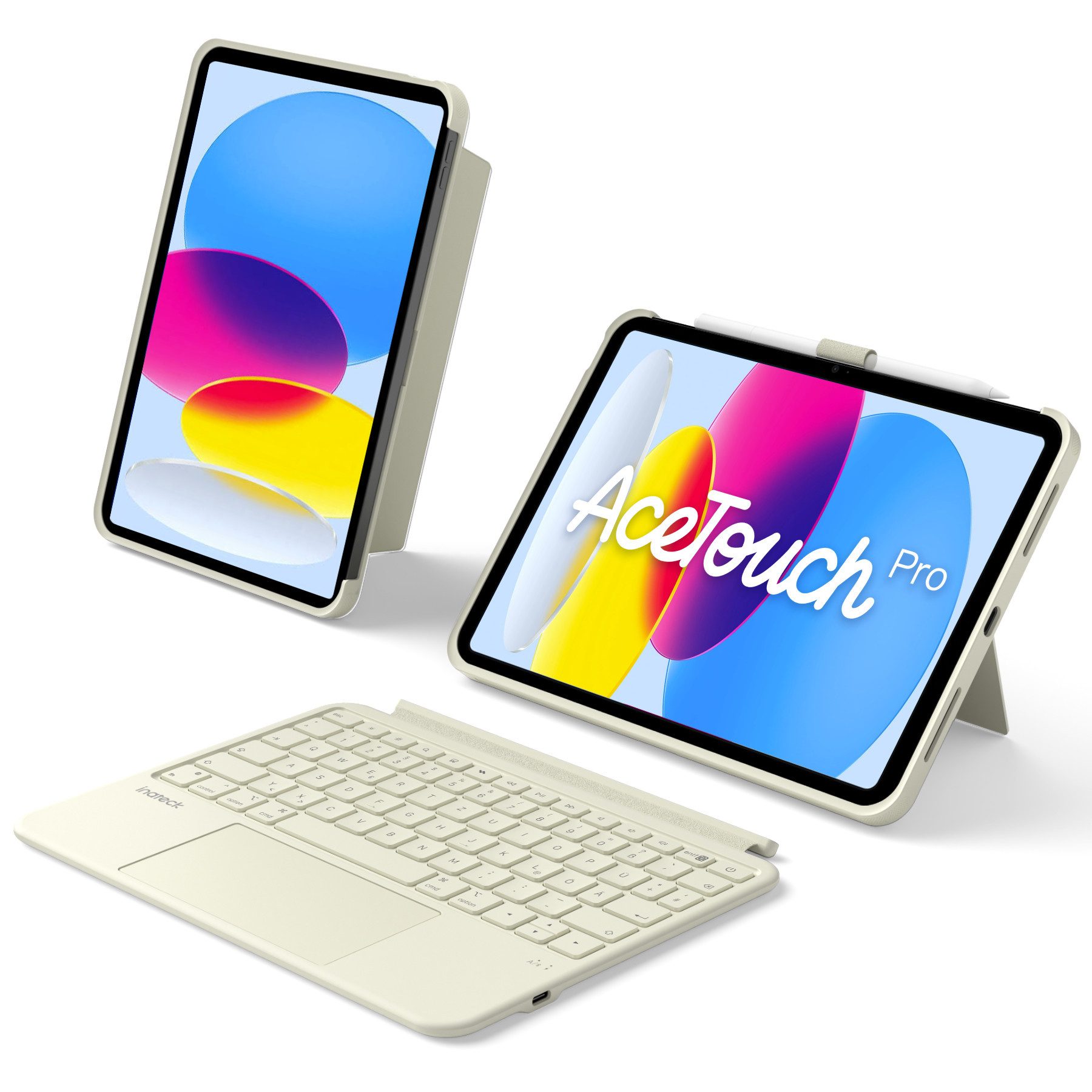 Inateck Hülle mit Tastatur für iPad 11 Gen A16, iPad 10 Gen, mit Stifthalter iPad-Tastatur (Vertikaler/Horizontaler Ständer,Großes Trackpad,Abnehmbar,Abnehmbare)