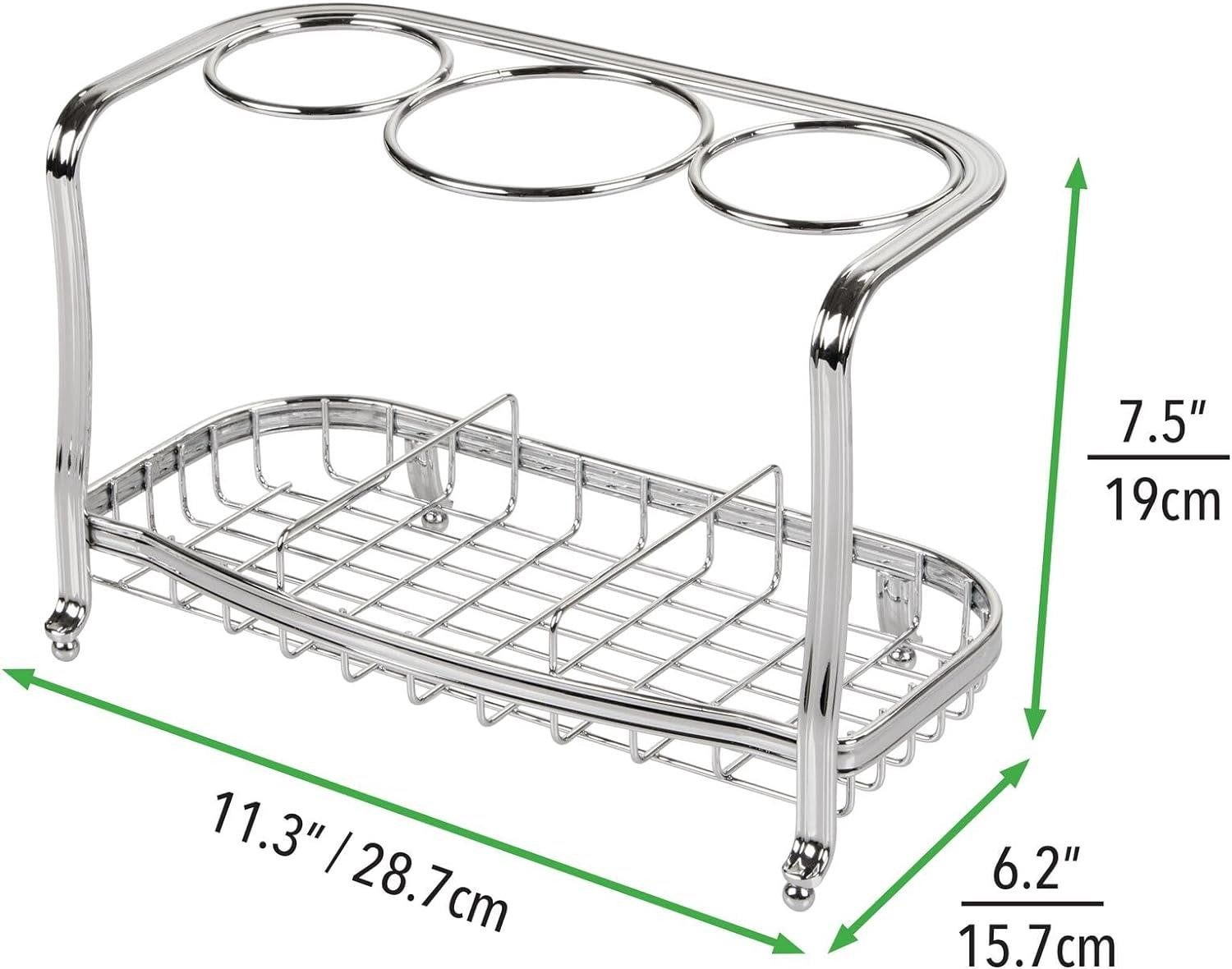 mDesign Badaccessoire-Set Fönhalter Regal silber Glätteisenhalter Haarstyli günstig online kaufen