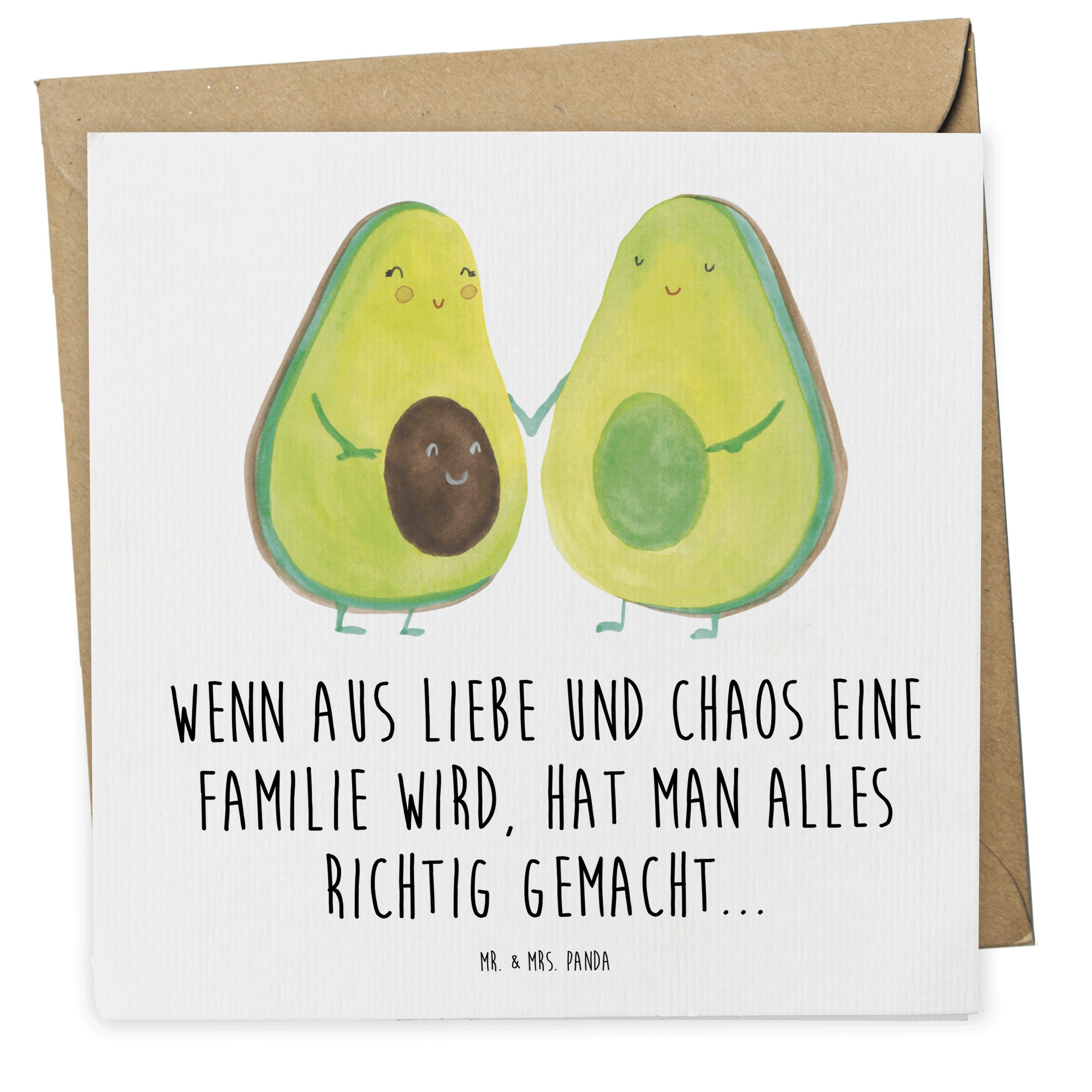 Mr. & Mrs. Panda Grußkarte Avocado Pärchen Weiß Geschenk, Gesund