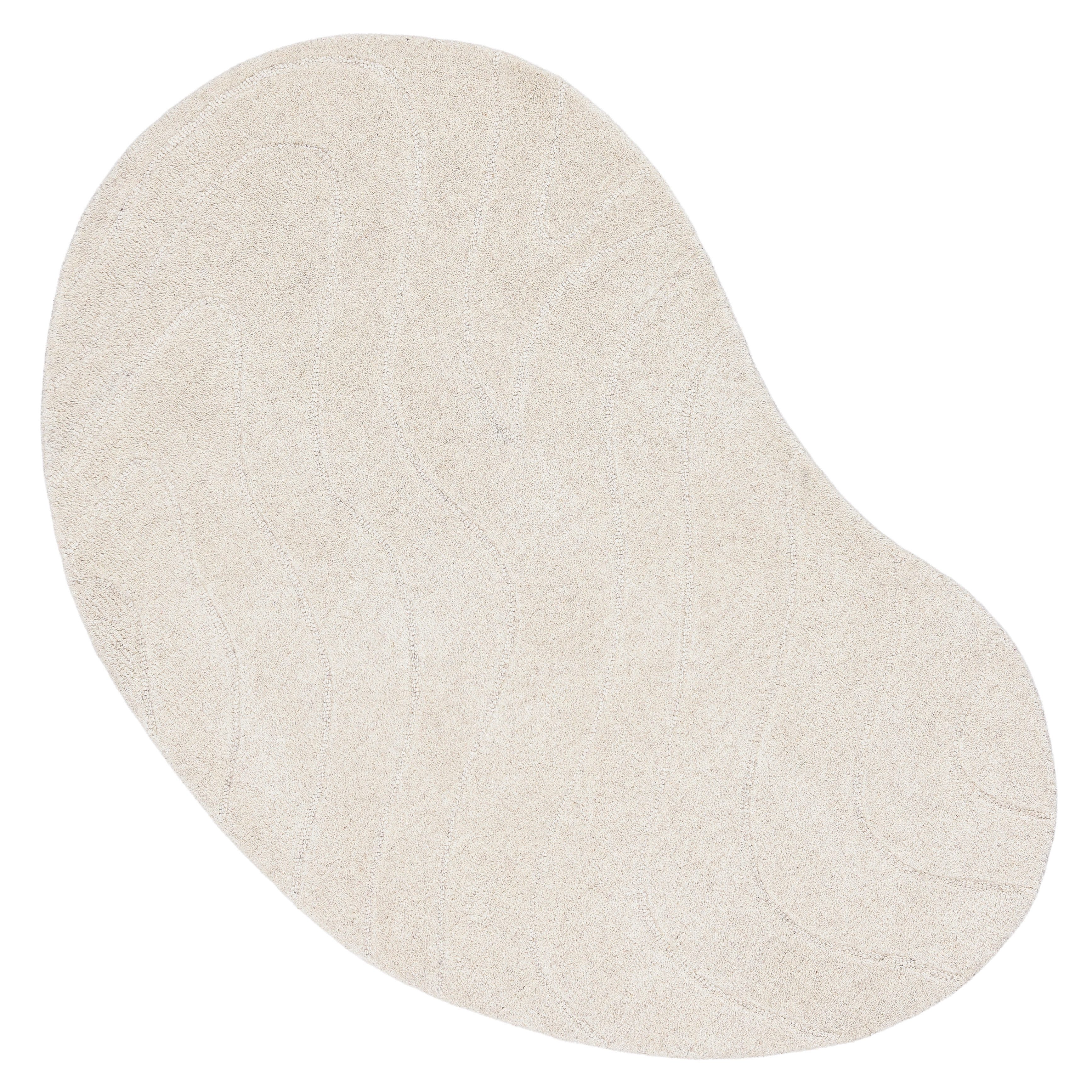 LeGer Home by Lena Gercke Wollteppich Zarrah, mit Wellendesign, besondere Form, organisch, oval, Höhe: 14 mm, reine Wolle, modern, Scandi, Schlafzimmer, Wohnzimmer, Esszimmer. Reduzierter Preis € 103,99. Unverbindliche Preisempfehlung € 175,99