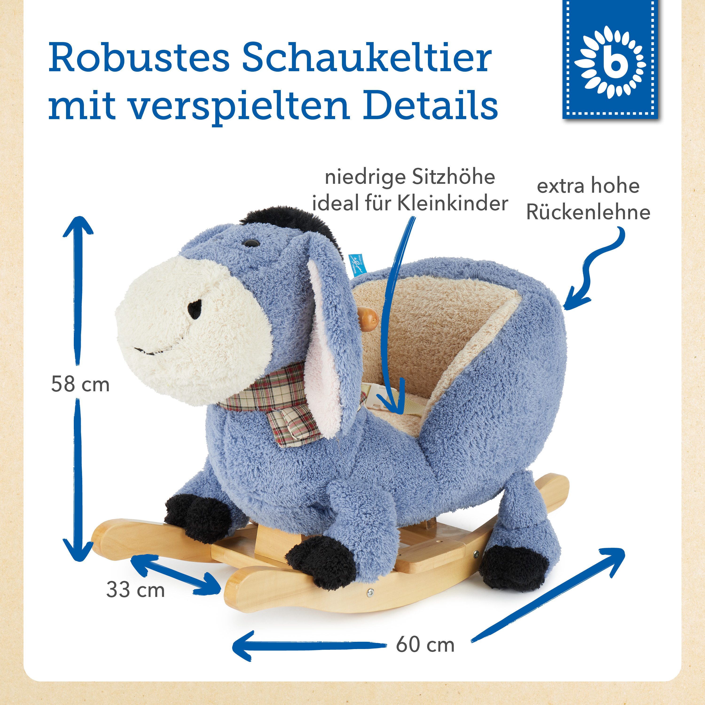 BIECO Schaukeltier Bieco Plüsch Schaukeltier Esel Kinder – Bild 5 von 5