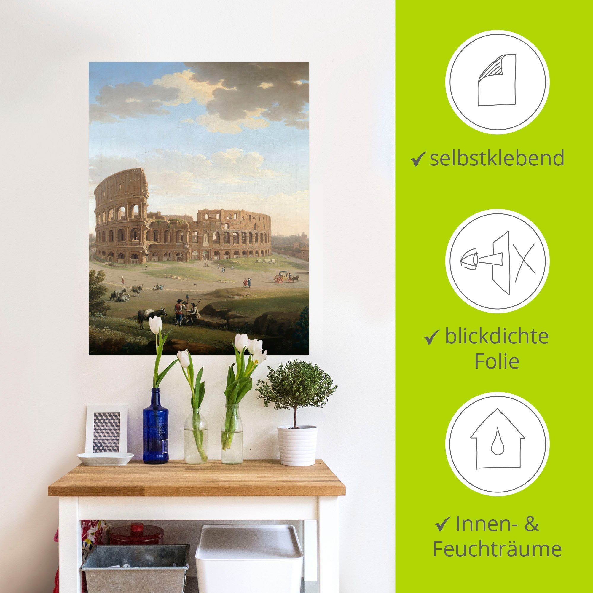 Leinwandbild, Ansicht Rom, St), oder in versch. Poster Gebäude Artland (1 Alubild, Größen des Wandbild Kolosseums, als Wandaufkleber