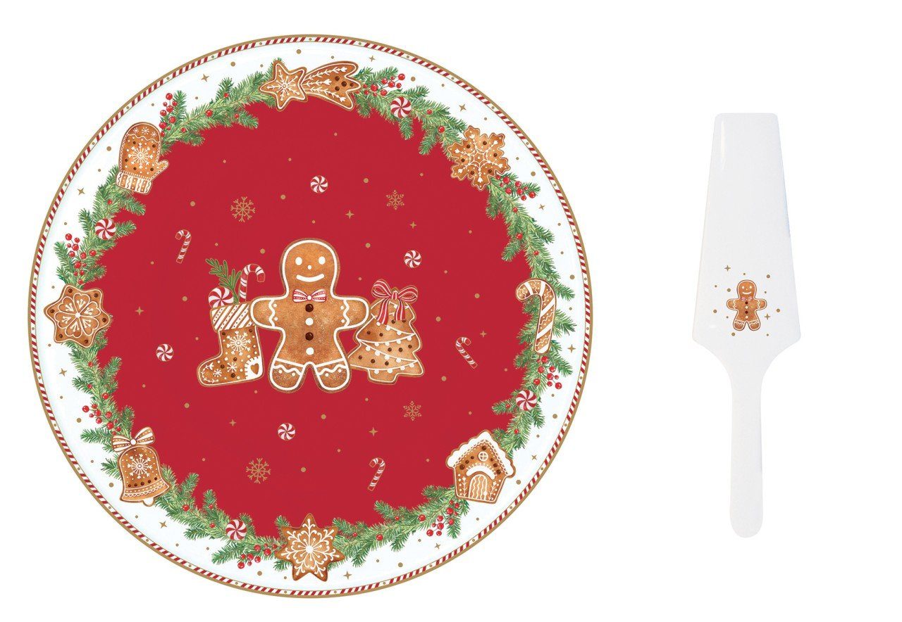 easylife Servierplatte Fancy Gingerbread, Porzellan, Mehrfarbig H:2.5cm D:30cm Porzellan | Servierplatten