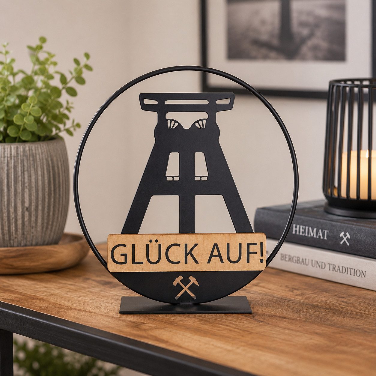 GILDE Skulptur Standrelief Glück auf rund Metall Wohnaccessoire Deko (1 St)