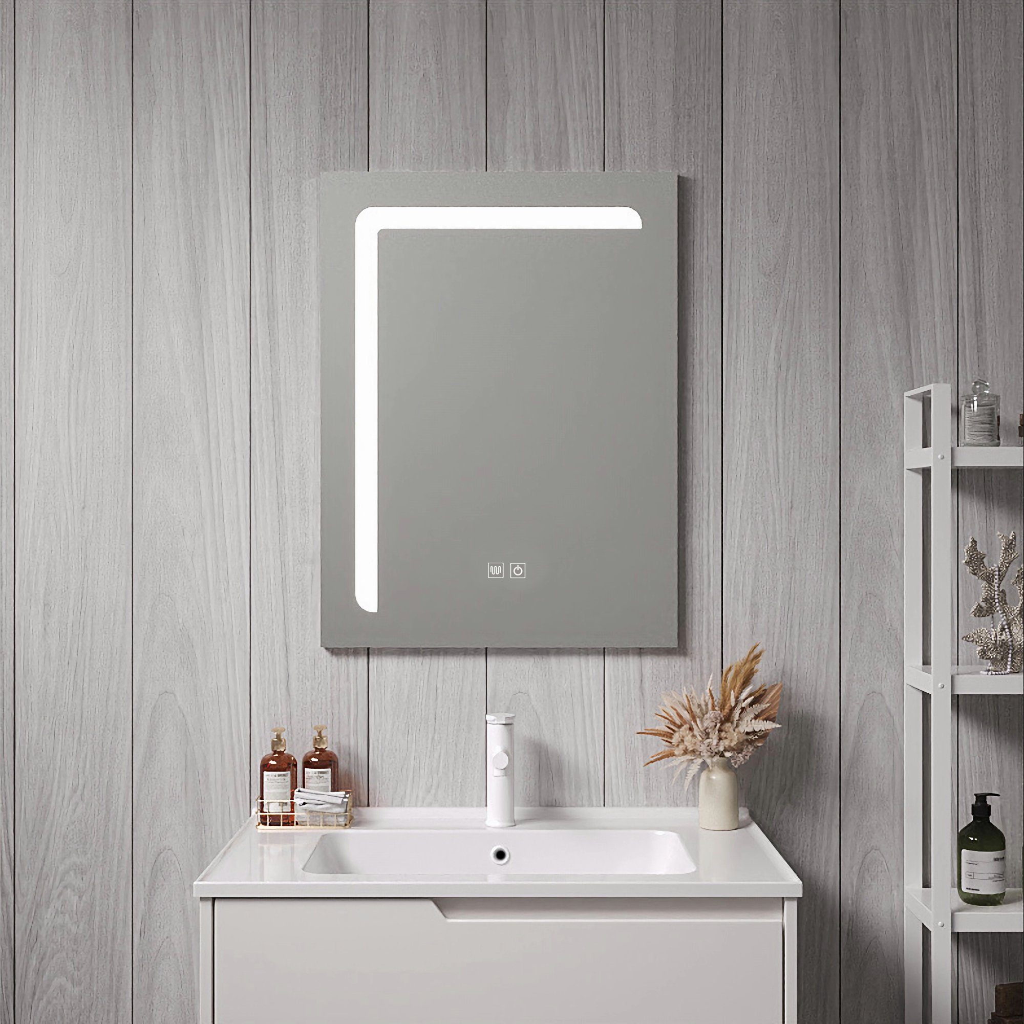 »Chambave« x Badspiegel, pro.tec cm 60 45 LEDs Aluminiumrahmen 120 mit Silberfarben