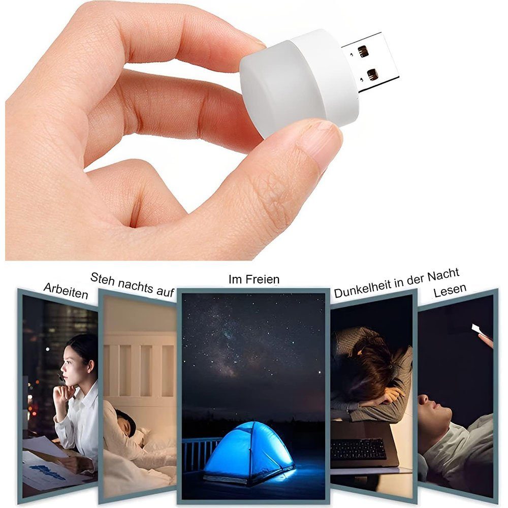 Stück USB-Nachtlicht, Nachtlicht Licht,10 Ambiente-Stimmungslicht, warmes MOUTEN weißes