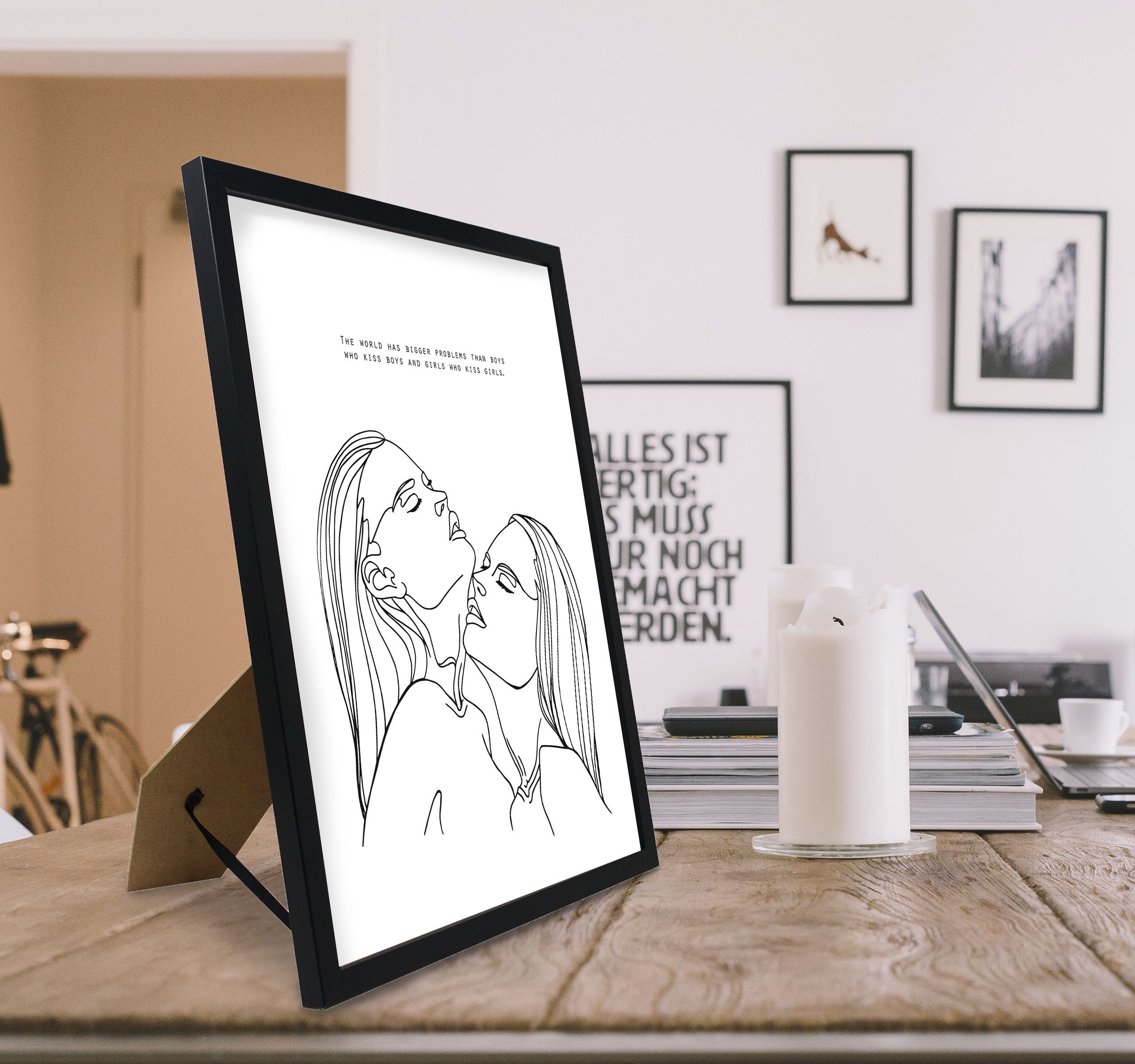 Close Up Kunstdruck LineArt Kunstdruck 3erSet Madeleine gerahmt schwarz