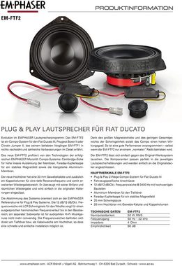 Emphaser EM-FTF2 2-Wege 16 cm Kompo für Fiat Ducato III Jumper 2 Boxer Auto-Lautsprecher (50 W)