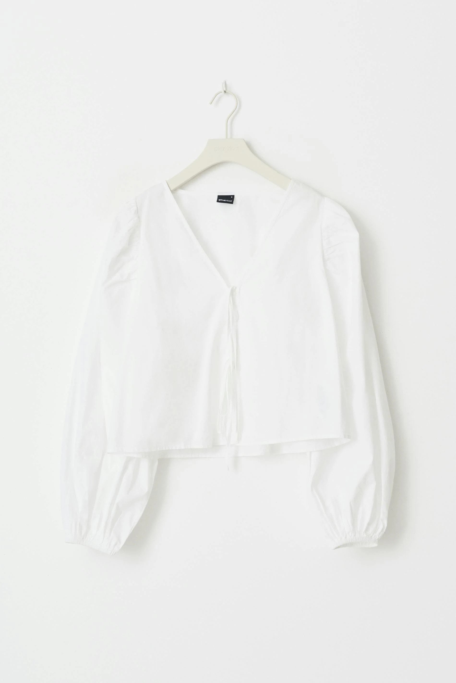 Gina Tricot Langarmbluse Tie blouse - Baumwollbluse Damen - Bluse mit Puffärmeln