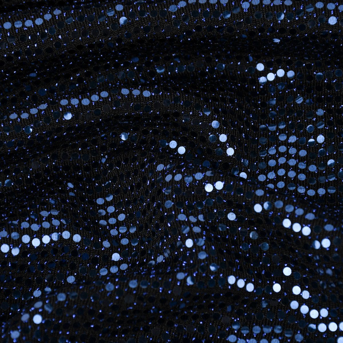 SCHÖNER LEBEN. Stoff Bekleidungsstoff Stretch Lurex Pailletten Glitzer schwarz blau 1,45m, mit Metallic-Effekt