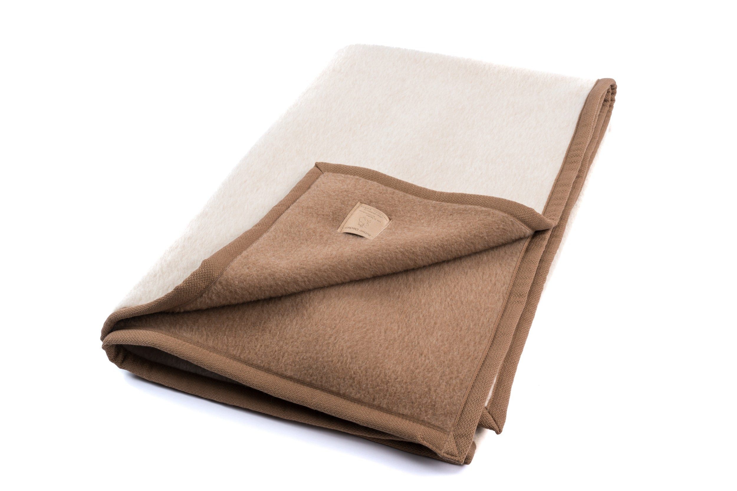 Wohndecke Alpakadecke Lima Star aus 100% Alpaka, zweiseitig in Creme/Kamel, Ritter Decken, Wolldecke, Wendedecke, Kuscheldecke, naturbelassen, Made in Germany