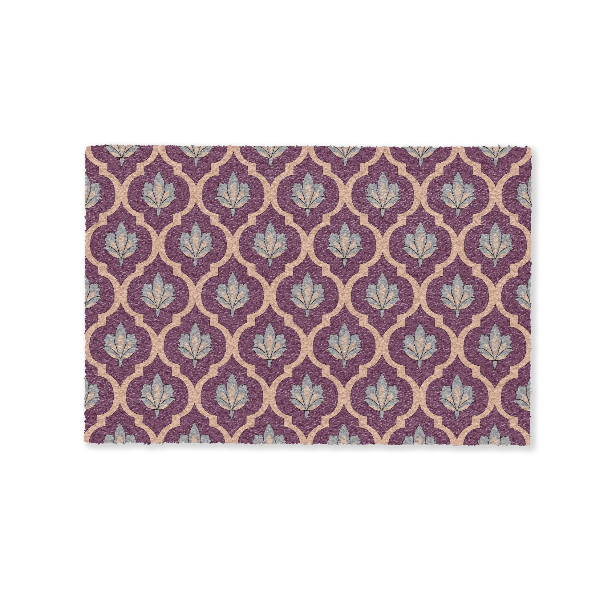MuchoWow Fußmatte Muster - Lila - Blume, Rechteckig, innen Schmutzfangmatte, Tür, Schmutzfänger Flur, Teppich, 60x40 cm
