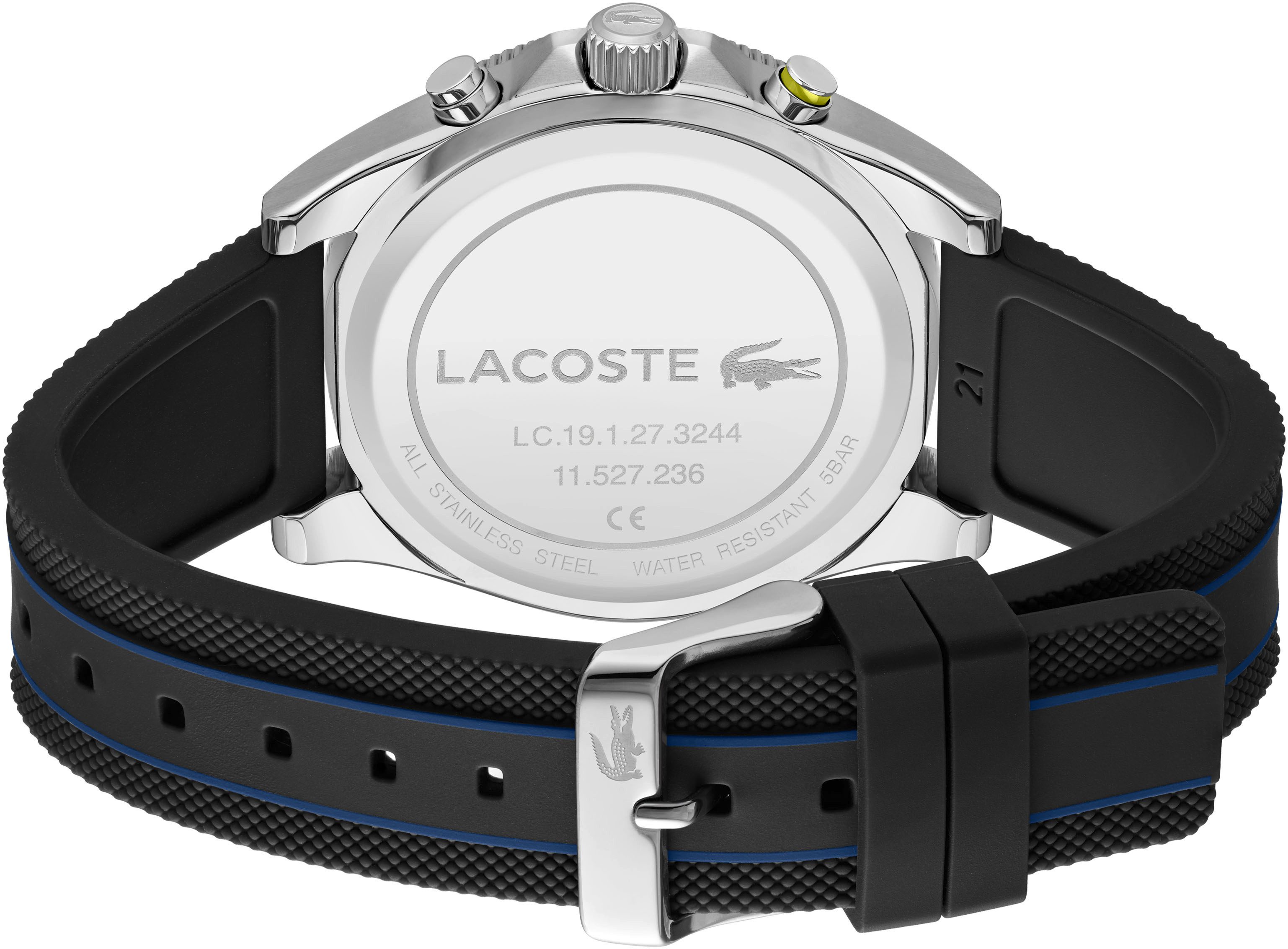 Lacoste Chronograph MAINSAIL 2011361, Armbanduhr, Quarzuhr, Herrenuhr, Tag, Stoppfunktion, Silikonarmband