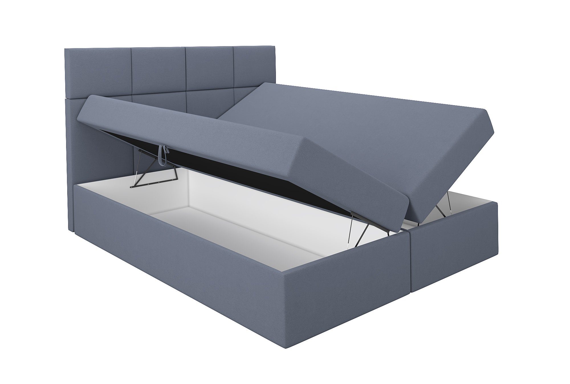 A&J MöbelLand GmbH Boxspringbett VAR mit 2 Bettkästen, Bonell-Matratze und Topper.  (Boxspringbett mit Bettkasten und gepolstertem Kopfteil. Inclusiv Topper !, TOP ANGEBOT), Länge 208cm Höhe 106 cm