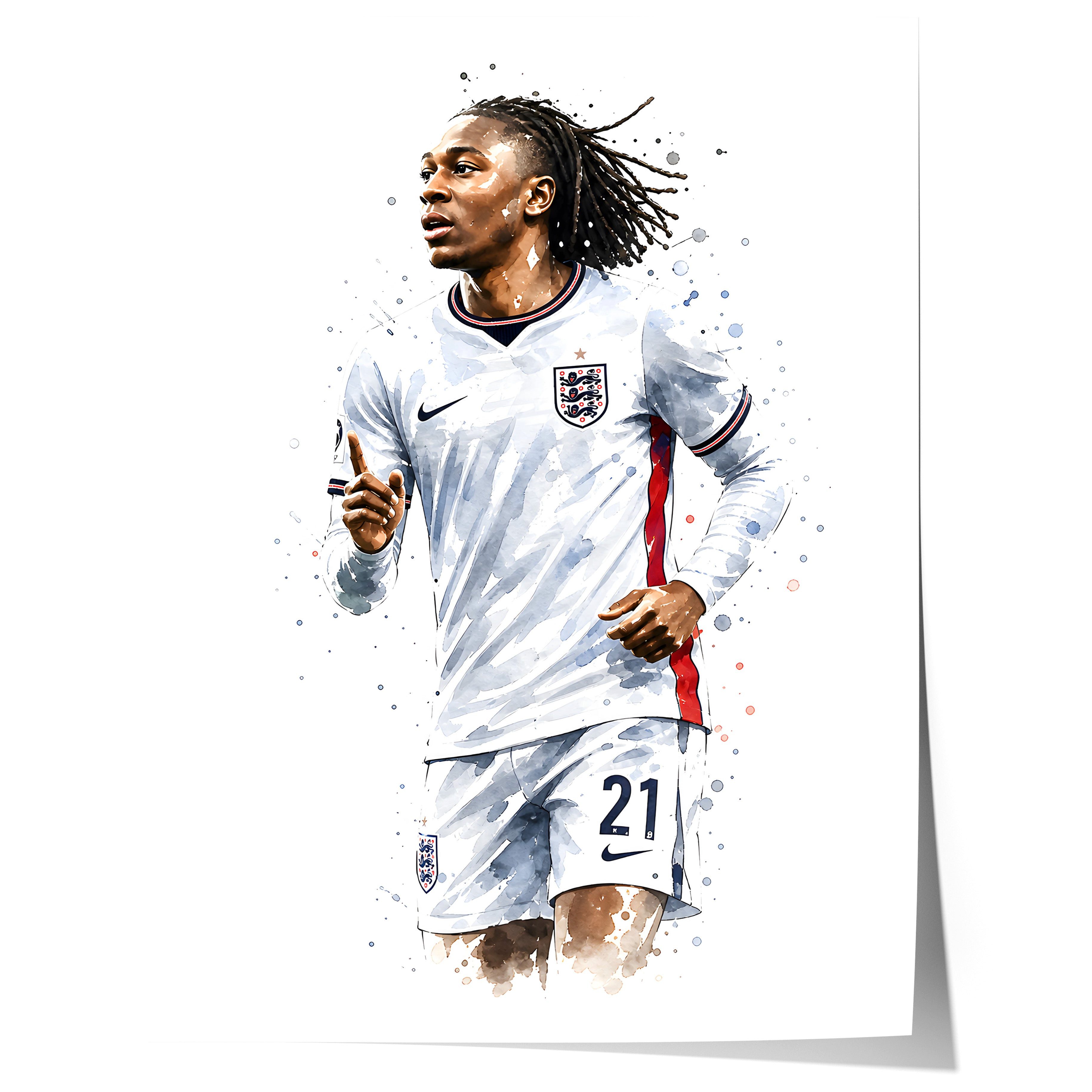 JUSTGOODMOOD Poster England Fussball Geschenkidee Aquarell Sport Wandbild Deko Print ohne, (1 St)