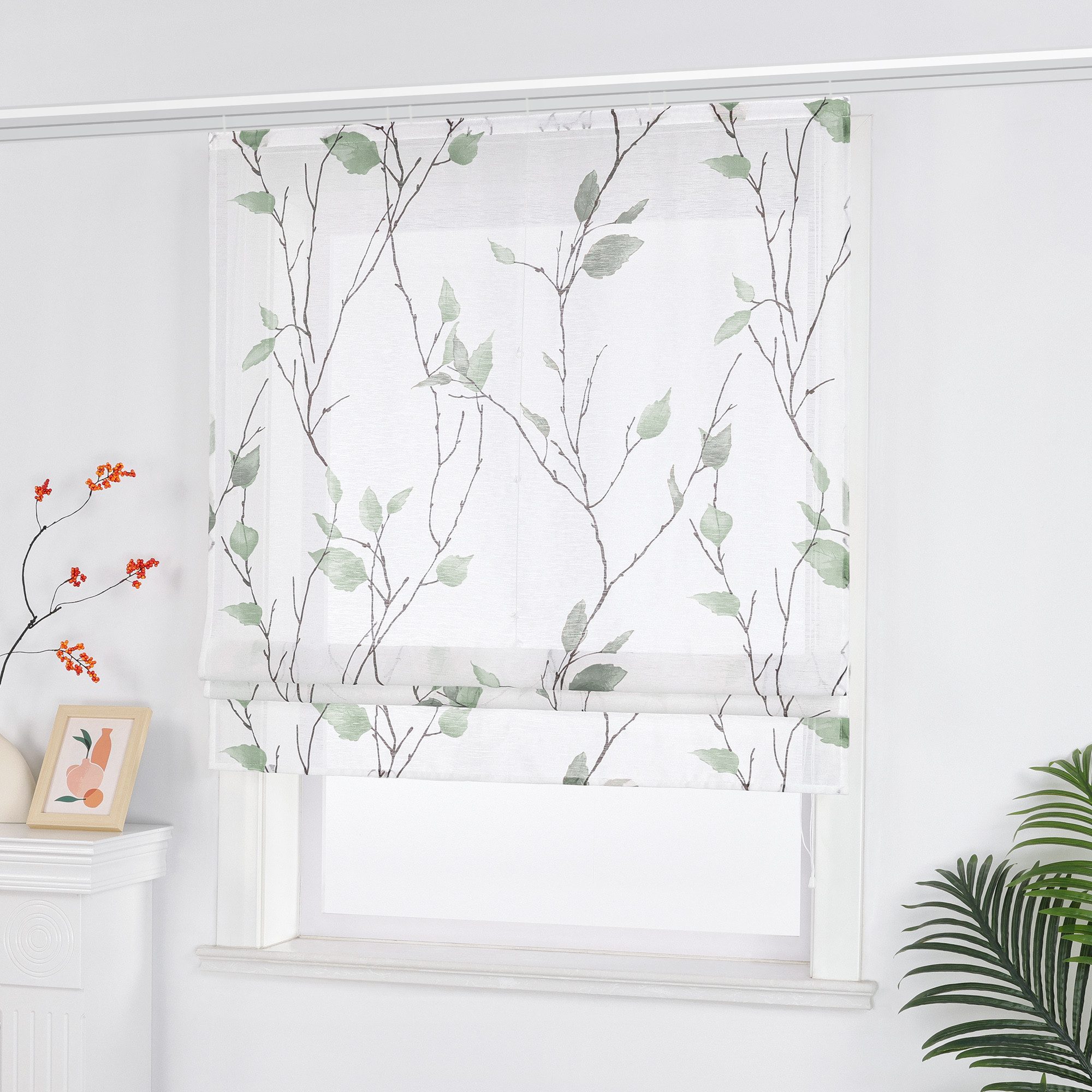 Joyswahl Raffrollo, mit Klettband, ohne bohren, mit Zweig und Blattmotiven günstig online kaufen