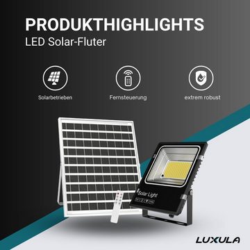 LUXULA LED Solarleuchte Solarstrahler, LED-Fluter, Solar mit Akku, 6 W PV, 700 lm, 6500K, IP66, LED fest integriert, Tageslichtweiß, kaltweiß, steuerbar mit Fernbedienung