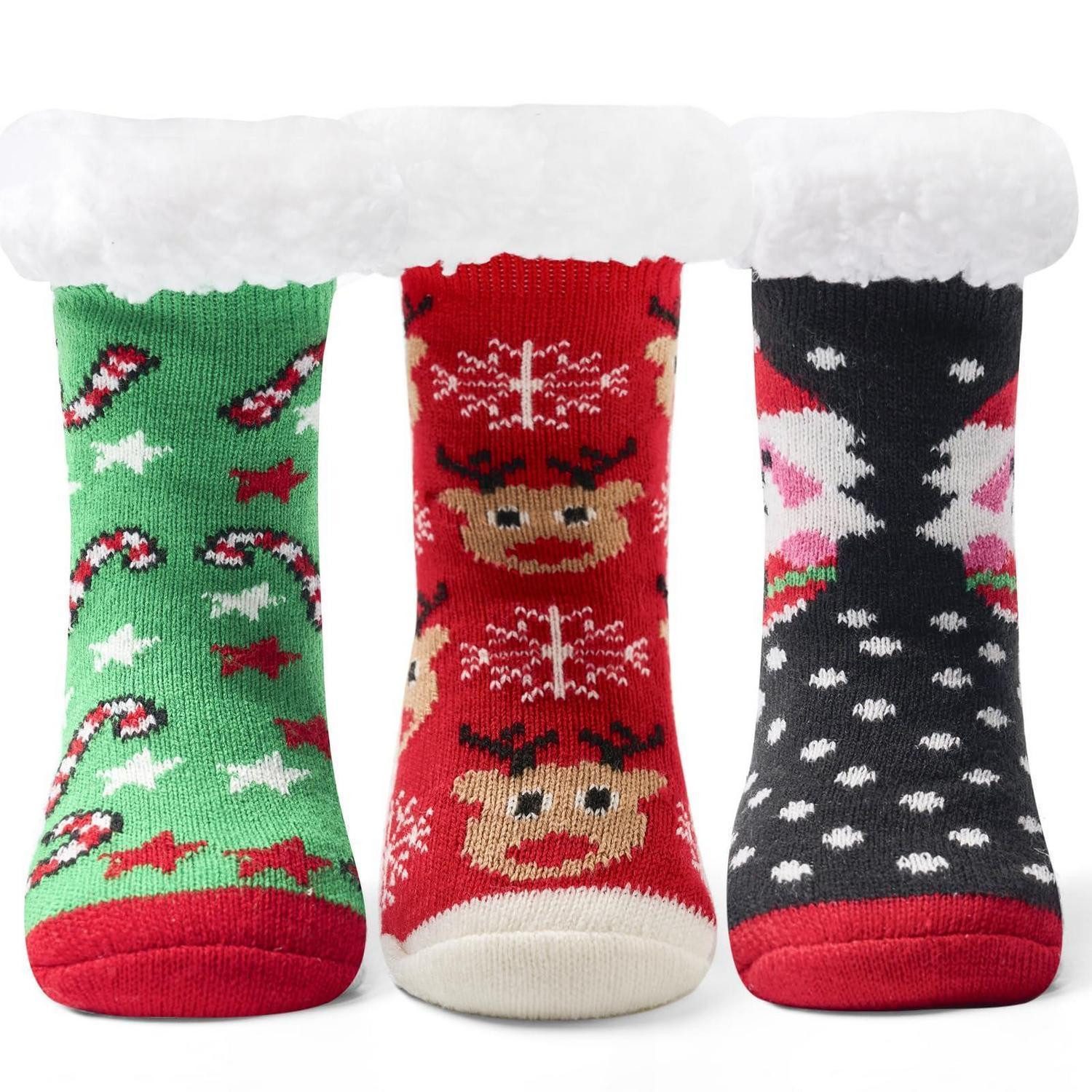 LuxusKollektion Kuschelsocken Kinder Wintersocken Antirutsch Kuschel 3 Paar