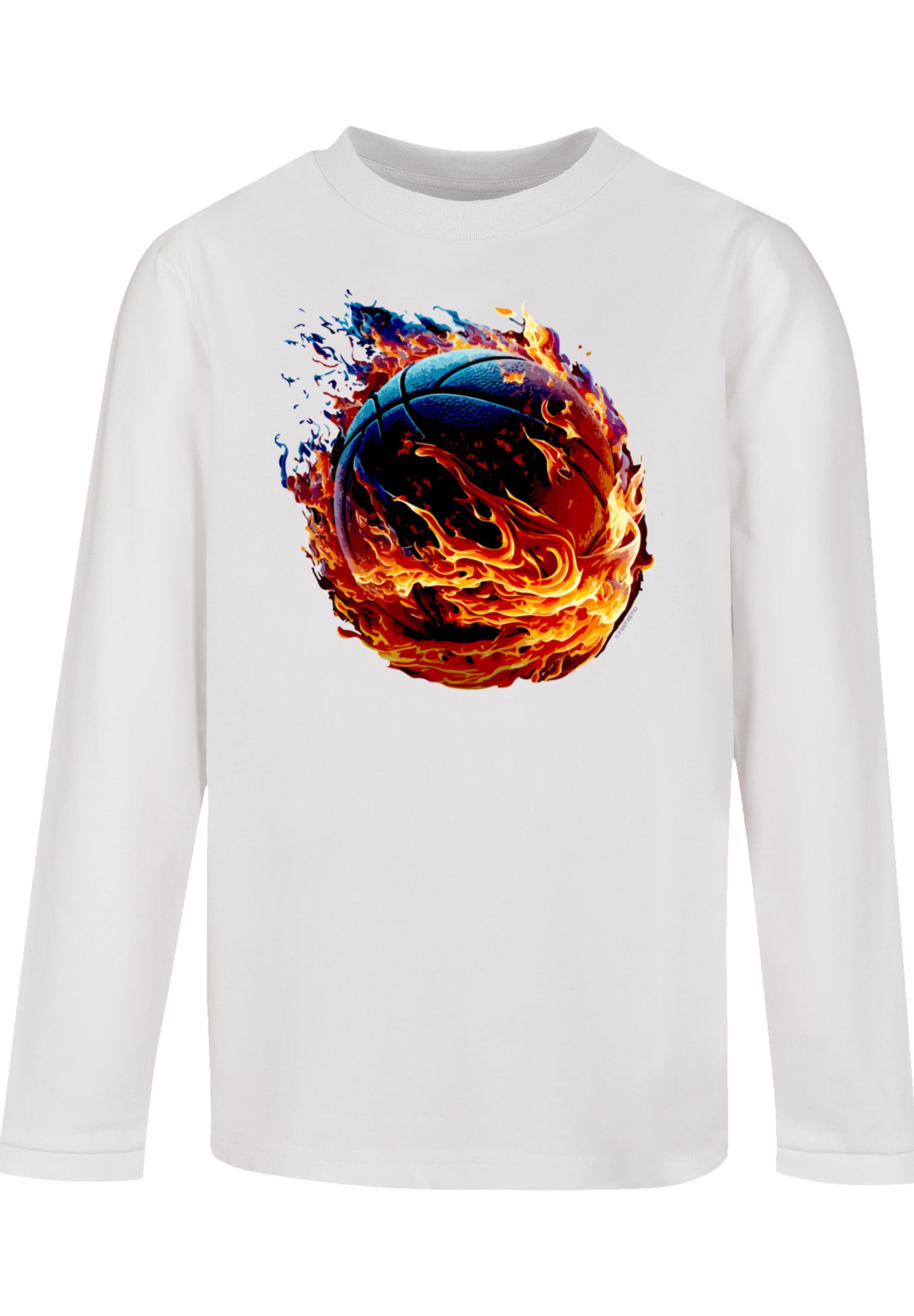 F4NT4STIC T-Shirt Basketball on fire Print weiß
