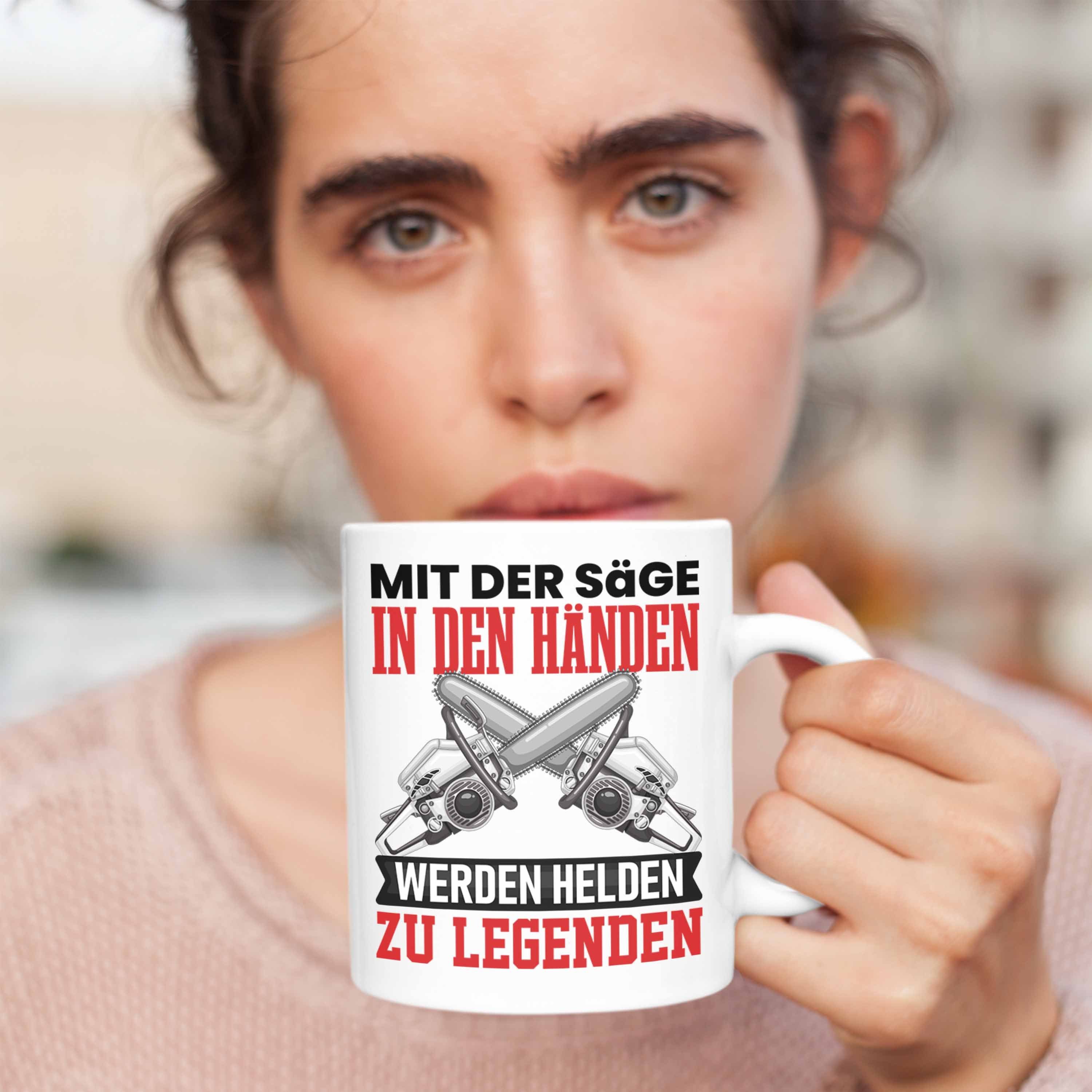 Trendation Tasse Waldarbeiter Waldarbeiter Geschenk Weiss Tasse Geschenkidee Holzfans