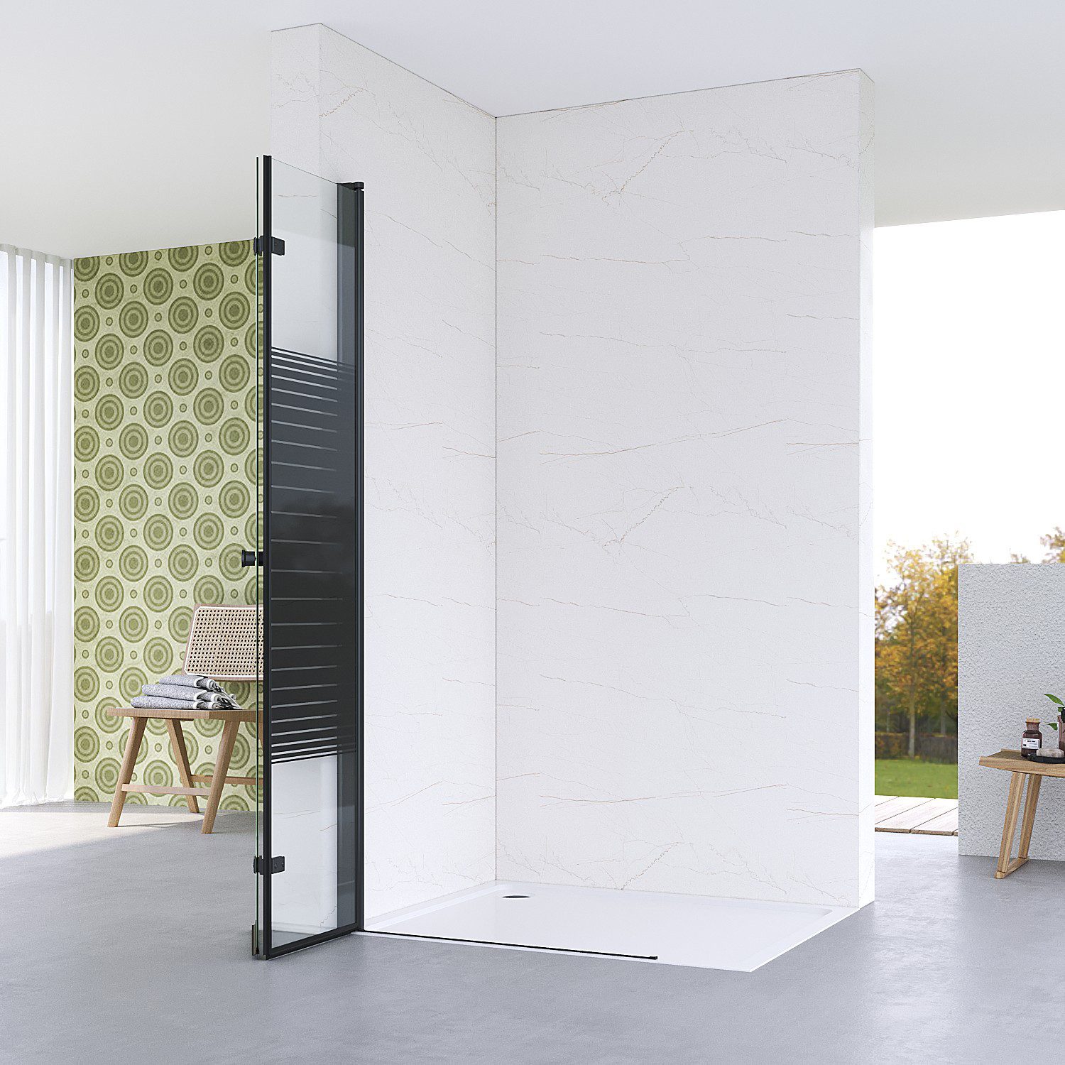 AQUABATOS Walk-in-Dusche Duschabtrennung faltbar Dusche 65 70 75 80 85 90 95 115 cm Duschwand, Einscheiben-Sicherheitsglas (ESG) 5 mm