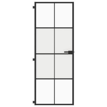 vidaXL Haustür Zimmertür Glastür Innentür Schlank Schwarz 76x201,5 cm Hartglas und Al