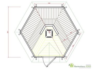 Finn Art Blockhaus Saunahaus Saunakota Elegance 7,0, BxTxH: 284 x 328 x 336 cm, 45 mm, Schindeln rot, ohne Ofen