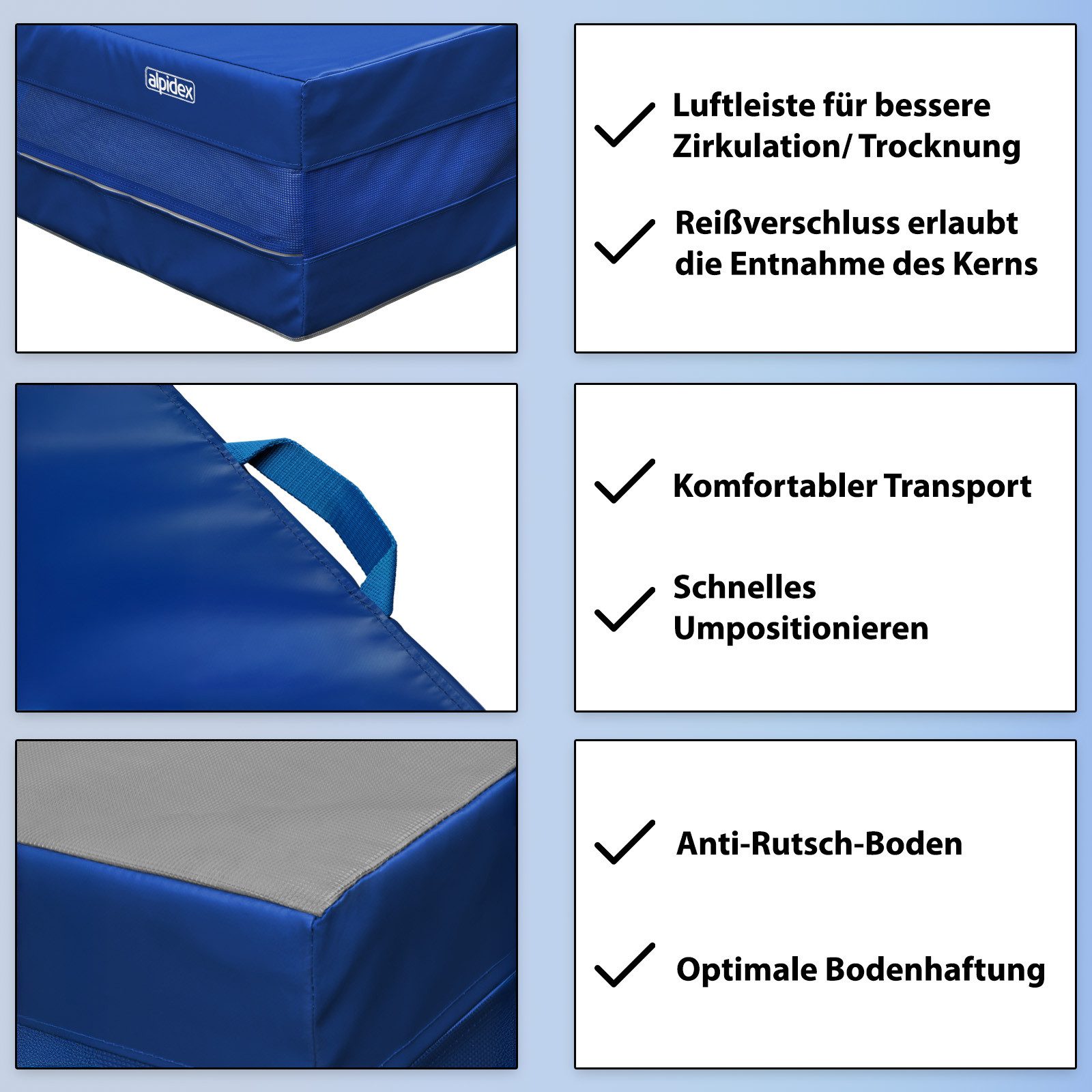 ALPIDEX Weichbodenmatte ALPIDEX Weichbodenmatte 200x100x20 cm - Anti-Rutschboden & Tragegriffe – Bild 3 von 5