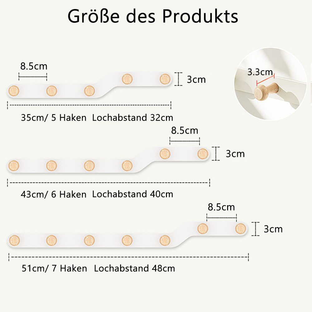 NUODWELL Garderobenleiste Weiß Garderobenhaken wand, Garderobenleiste günstig online kaufen