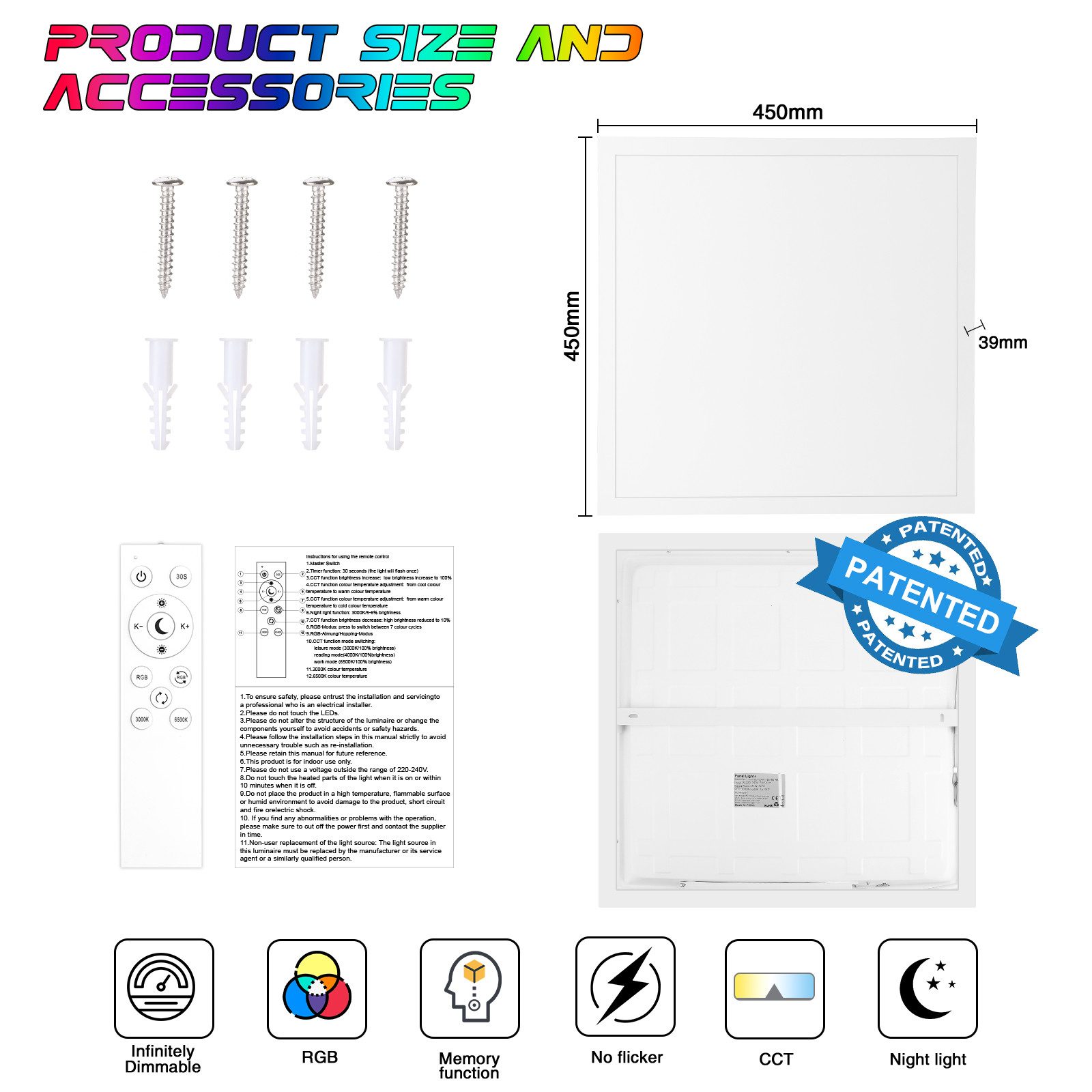 Oraymin Deckenleuchte LED Deckenlampe Fernbedienung Dimmbar günstig online kaufen