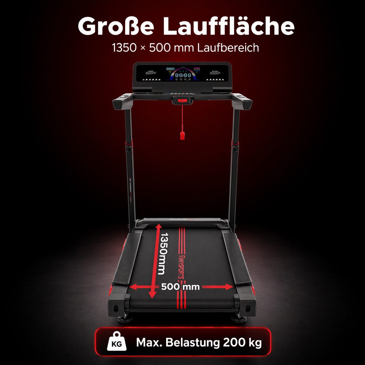 CITYSPORTS Laufband Laufband für zu Hause, Elektrischer Winkellift 15 St. mit Bosch motor, 50*135cm Laufbereich . Armlehnenhöhe in 4 Stufen verstellbar