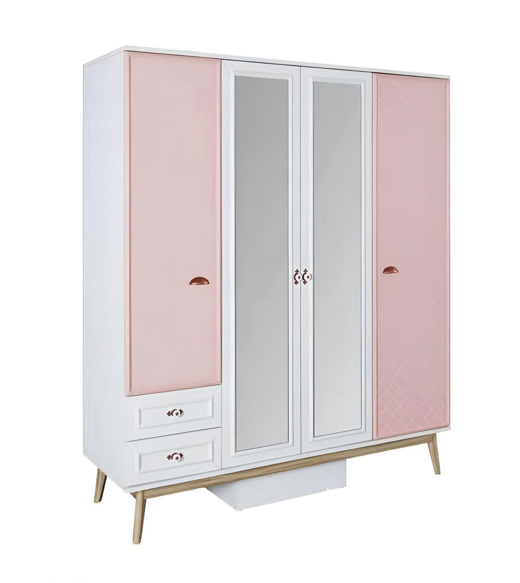 JVmoebel Kinderkleiderschrank Kleiderschrank Moderner Holz Jugendzimmer Regal Schrank Mädchen Rosa Made in Europa