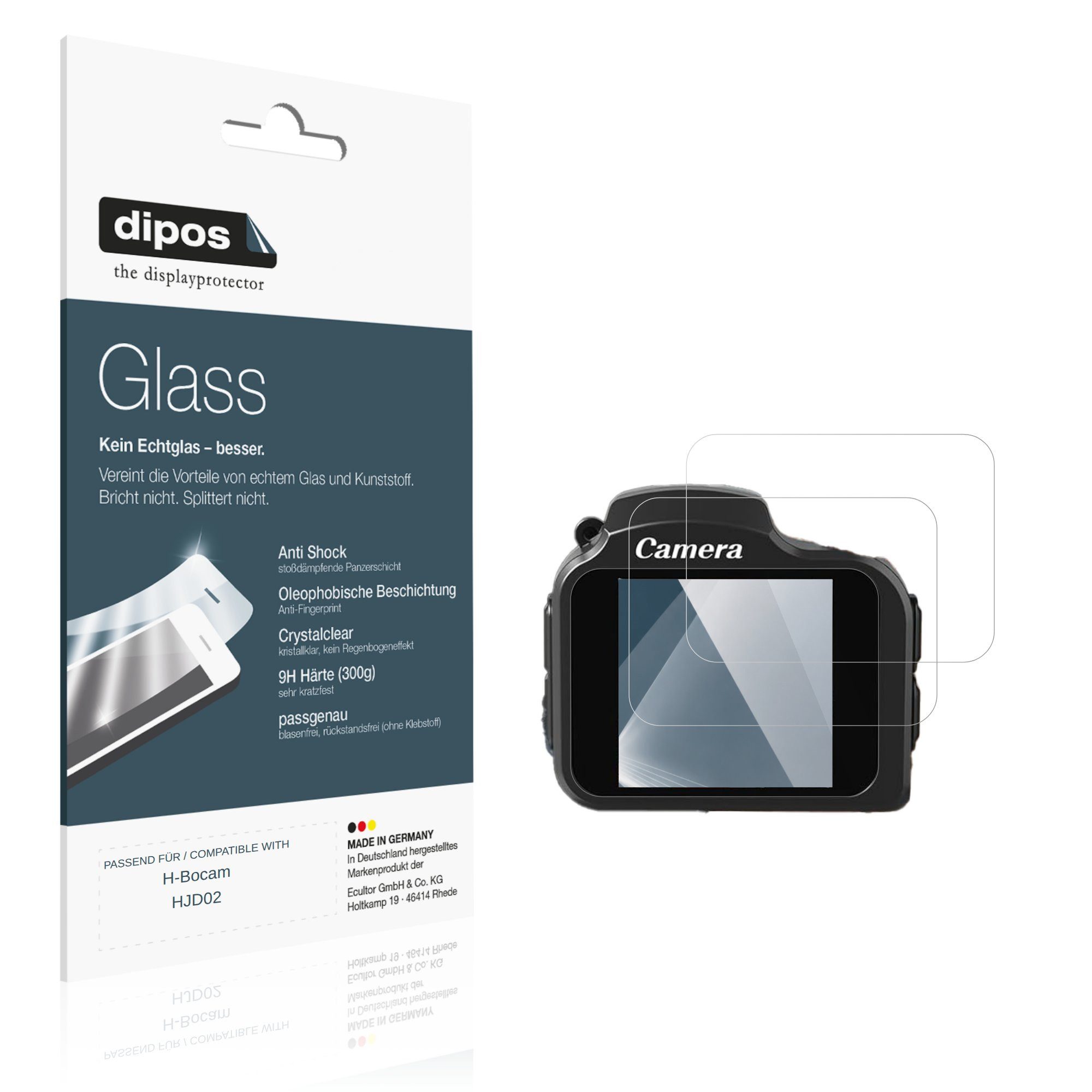dipos Displayschutzfolie Schutzfolie für H-Bocam HJD02, 2 Stück, Displayschutz Schutz Folie Made in Germany