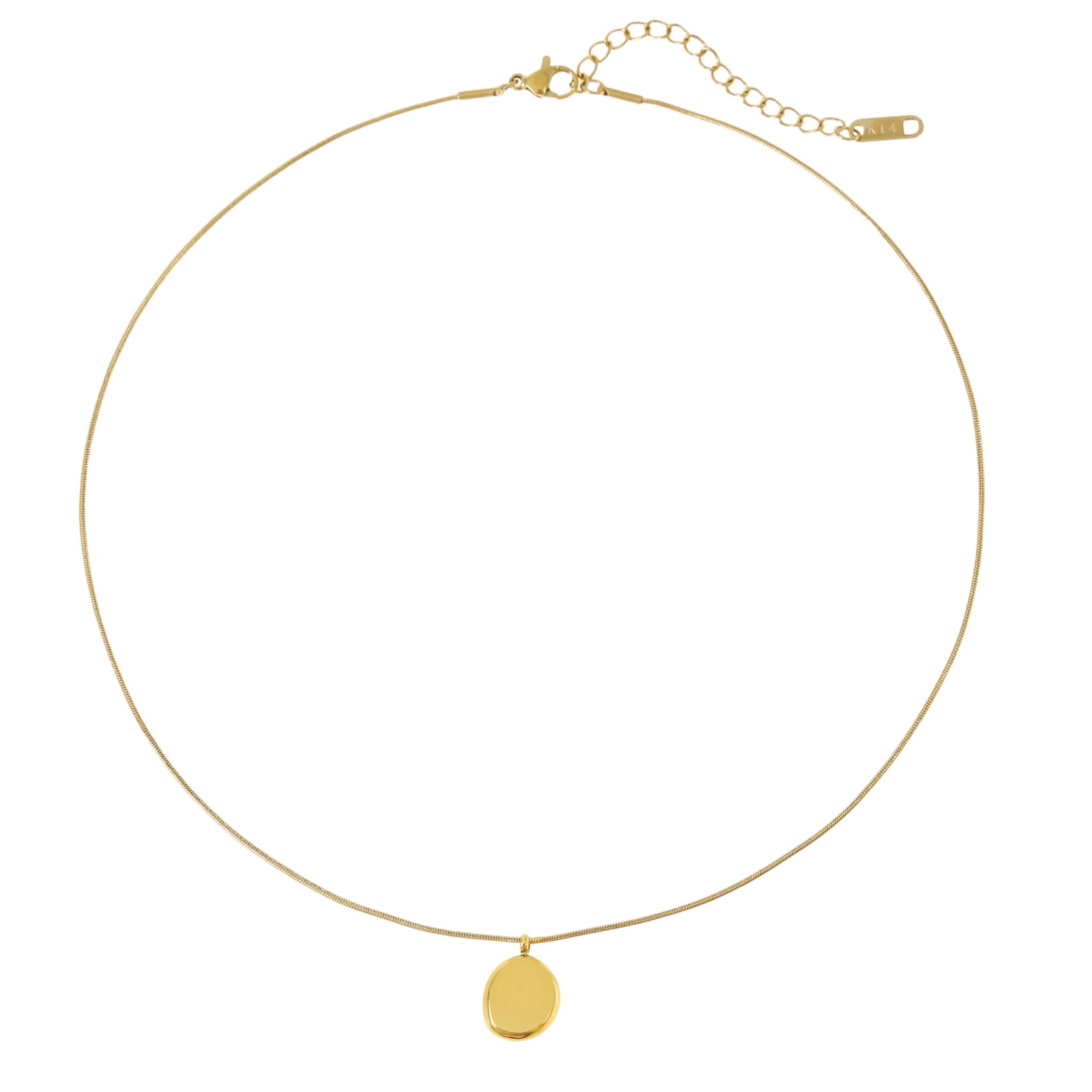 Made by Nami Kette mit Anhänger Halskette für Damen in Gold mit Rundem Coin Kettenanhänger, Gold Wasserfester Schmuck Geschenk für Sie