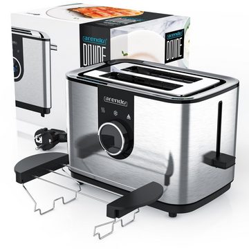 Arendo Toaster, für 2 Scheiben, 850 W, 7 Bräunungsstufen, Brötchenaufsatz, Krümelschublade, Edelstahl