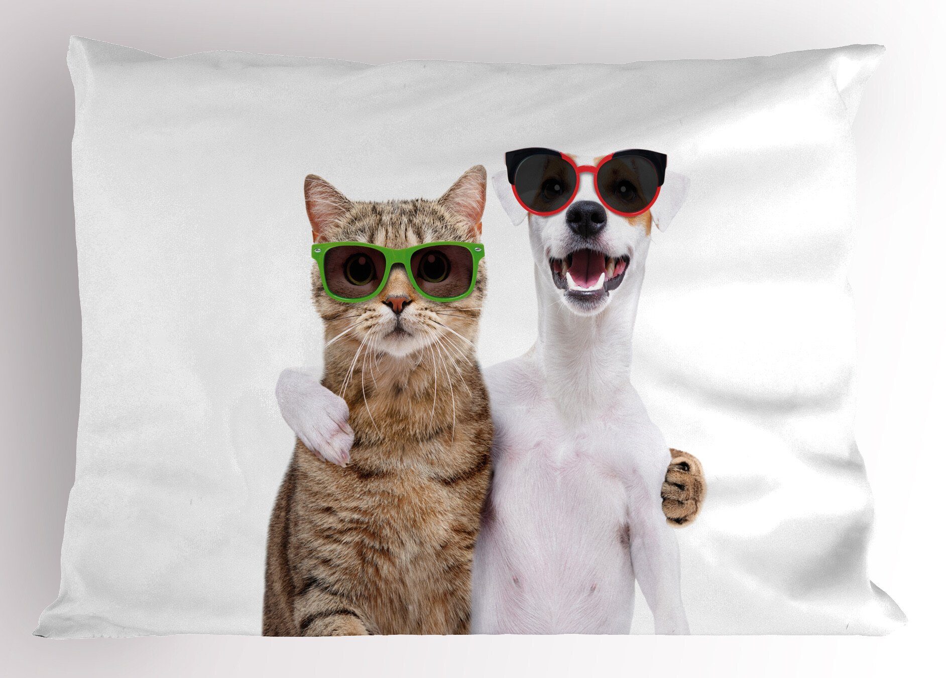 Gedruckter den Standard in Size Stück), Hund Sonnenbrillen Katze Abakuhaus Süße Dekorativer Kissenbezüge Katze Kissenbezug, (1 und King