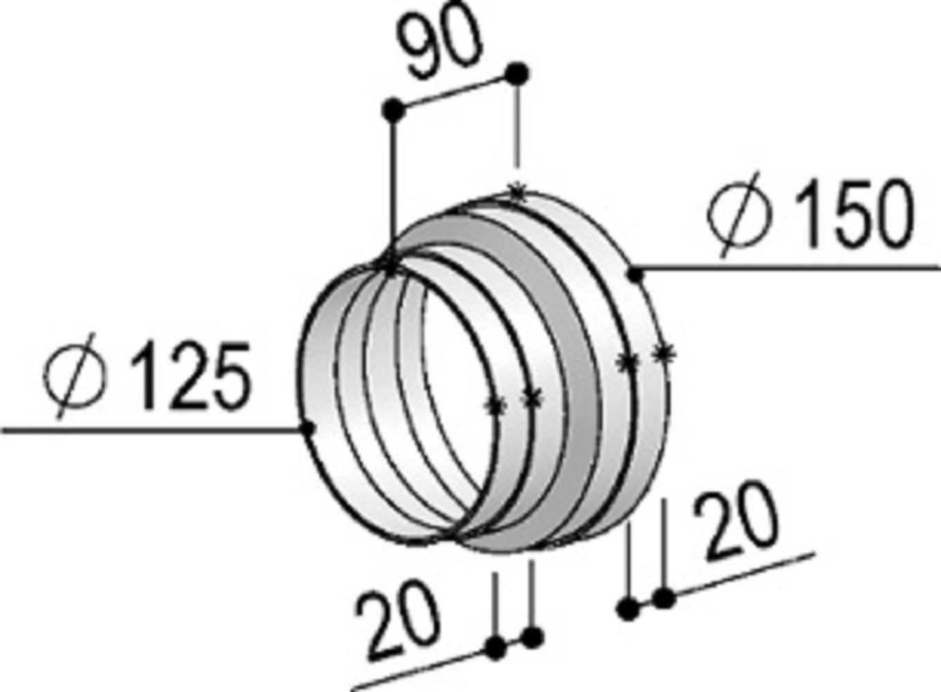 Berbel Montagezubehör Dunstabzugshaube System 150 Reduzierstück Ø125/150 6000323