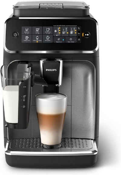 Philips Kaffeevollautomat Series 3200 Kaffeevollautomat Klassischer Milchaufschäumer Display, Kaffeeautomat Cafemaschine Kaffeemaschine mi Mahlwerk Vollautomat Cafe